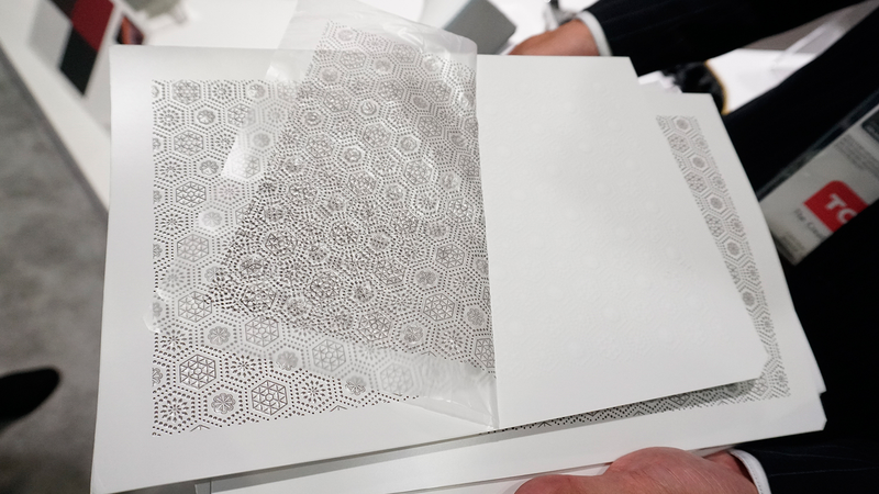 A black and white image defines what parts of a printout will be raised, creating the textures.